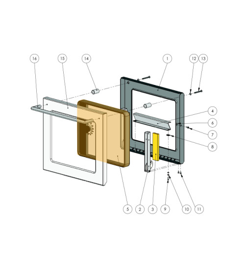 Schauglaspaket für die Backrohrtür mit Thermometer Rechts und Silikondichtung für Ligna Combi 75 A und 80