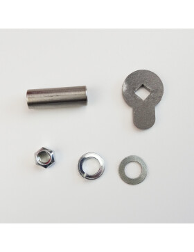 Set Herdgriff, Handrad 6-eckig für LK und Z Herde, Handrad weiß, Spiegel Edelstahl