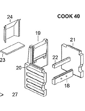 Einzelsteine Schamott Celus Cook 40 und 50 Schachtstein rechts Nr. 7